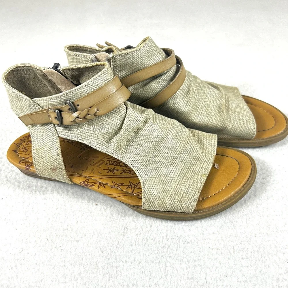 Blowfish Malibu B130 Sandals GIrls Size 2 Beige Boho Casual‎ Summer Shoes
